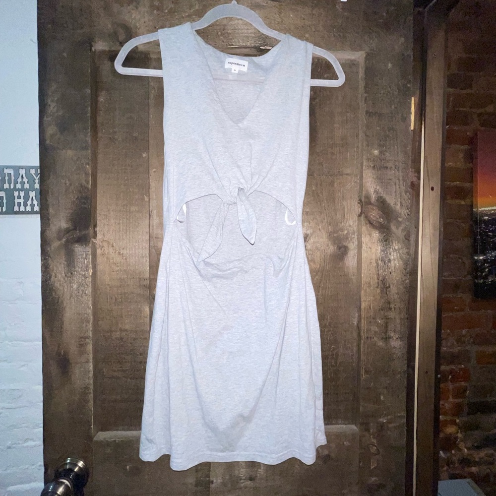 Cutout tie cotton mini dress